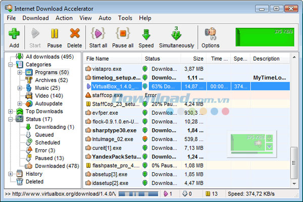 Private: Download  Internet Download Accelerator  6.21.1 Quản lý và tăng tốc độ tải file